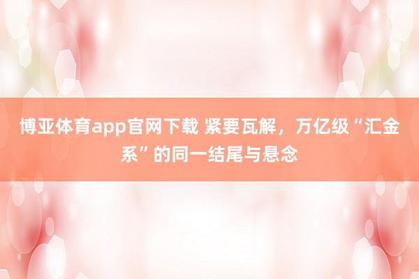 博亚体育app官网下载 紧要瓦解,万亿级“汇金系”的同一结尾与悬念