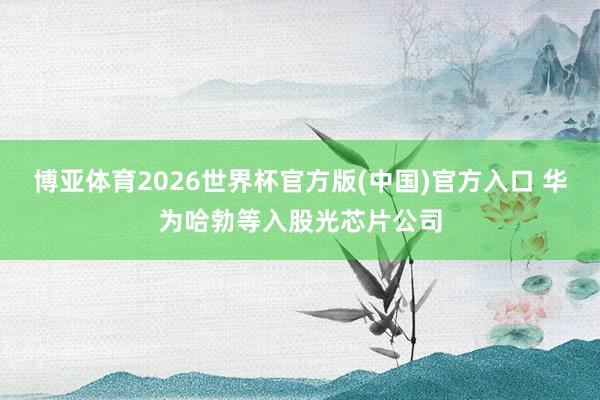 博亚体育2026世界杯官方版(中国)官方入口 华为哈勃等入股光芯片公司