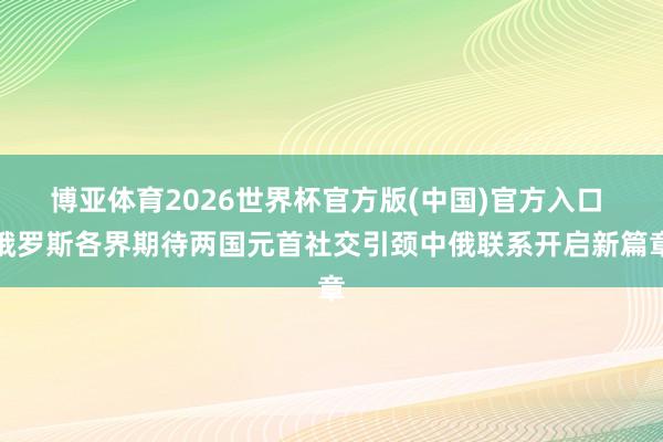 博亚体育2026世界杯官方版(中国)官方入口 俄罗斯各界期待两国元首社交引颈中俄联系开启新篇章