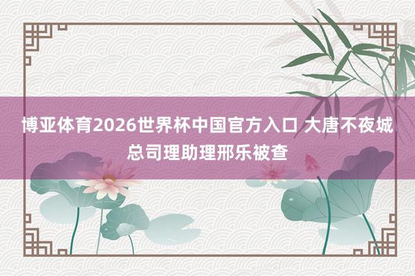 博亚体育2026世界杯中国官方入口 大唐不夜城总司理助理邢乐被查
