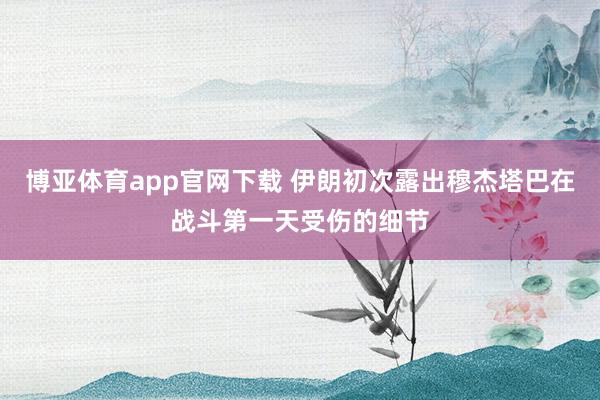 博亚体育app官网下载 伊朗初次露出穆杰塔巴在战斗第一天受伤的细节