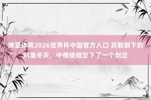 博亚体育2026世界杯中国官方入口 苏联倒下的阿谁冬天，中俄暗暗定下了一个划定