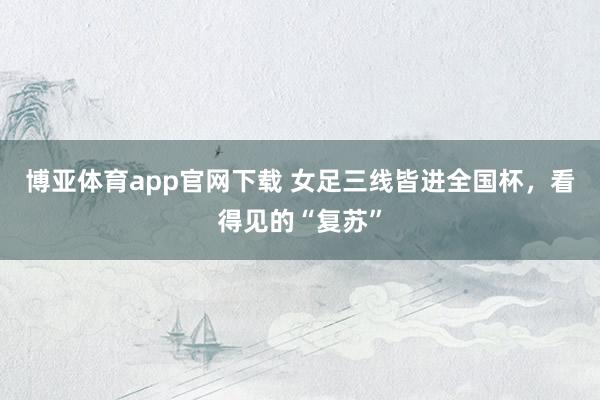 博亚体育app官网下载 女足三线皆进全国杯,看得见的“复苏”
