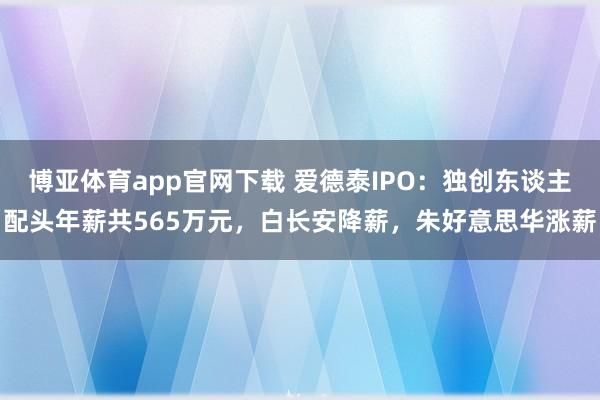 博亚体育app官网下载 爱德泰IPO:独创东谈主配头年薪共565万元,白长安降薪,朱好意思华涨薪