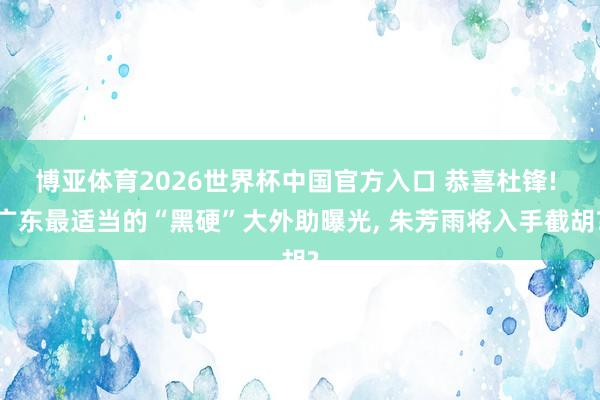 博亚体育2026世界杯中国官方入口 恭喜杜锋! 广东最适当的“黑硬”大外助曝光, 朱芳雨将入手截胡?