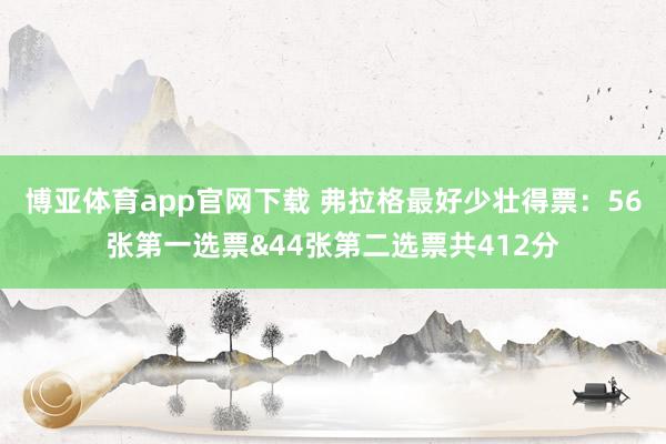 博亚体育app官网下载 弗拉格最好少壮得票:56张第一选票&44张第二选票共412分