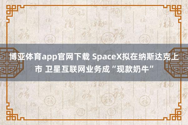 博亚体育app官网下载 SpaceX拟在纳斯达克上市 卫星互联网业务成“现款奶牛”