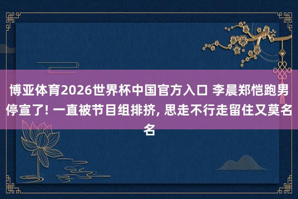 博亚体育2026世界杯中国官方入口 李晨郑恺跑男停宣了! 一直被节目组排挤, 思走不行走留住又莫名
