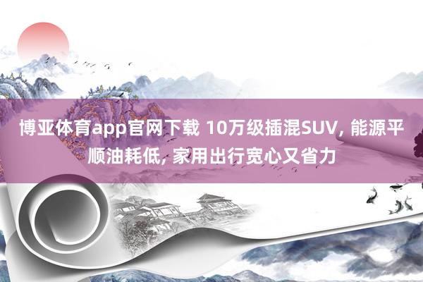 博亚体育app官网下载 10万级插混SUV, 能源平顺油耗低, 家用出行宽心又省力