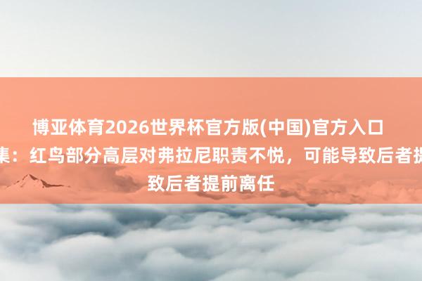 博亚体育2026世界杯官方版(中国)官方入口 足球市集:红鸟部分高层对弗拉尼职责不悦,可能导致后者提前离任