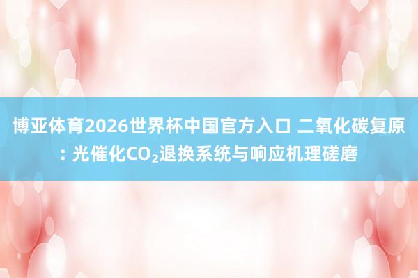博亚体育2026世界杯中国官方入口 二氧化碳复原: 光催化CO₂退换系统与响应机理磋磨