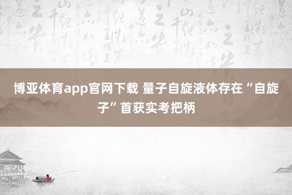博亚体育app官网下载 量子自旋液体存在“自旋子”首获实考把柄
