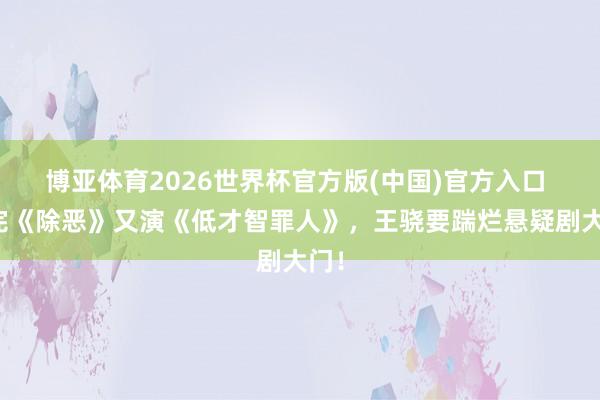 博亚体育2026世界杯官方版(中国)官方入口 演完《除恶》又演《低才智罪人》,王骁要踹烂悬疑剧大门!