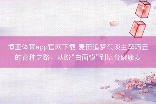 博亚体育app官网下载 麦田追梦东谈主李巧云的育种之路:从盼“白面馍”到培育健康麦